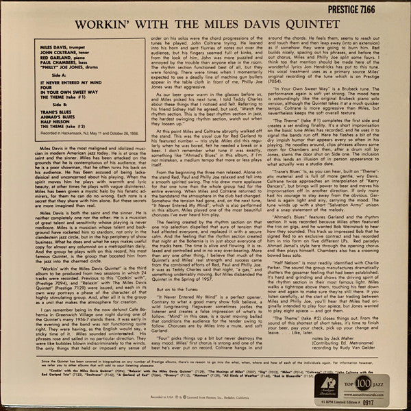 The Miles Davis Quintet : Workin' With The Miles Davis Quintet (2x12", Album, Ltd, RE, RM)