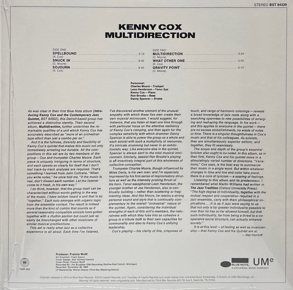Kenny Cox And The Contemporary Jazz Quintet (2) : Multidirection (LP, Album, Ltd, RE, RM, Cle)