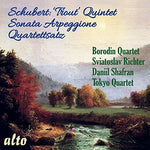 the album cover for Schubert / Sviatoslav Richter / Shafran,Daniil - Trout Quintet / Sonata Arpeggione / Quartettsatz