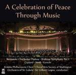 the album cover for Copland / Krakow Philharmonic Choir / Sir Gilbert - Celebration of Peace Through Music