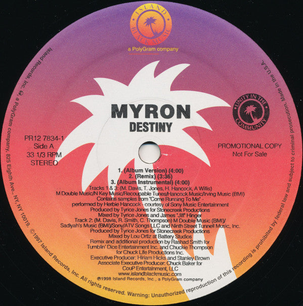 Myron : Destiny (12", Promo)
