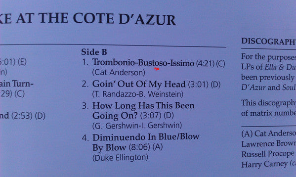 Ella* & Duke* : Ella & Duke At The Cote D'Azur (2xLP, Album, RE, RM, 180 + LP, Album, RE, RM, 180 )