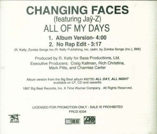 Changing Faces : All Of My Days (CD, Single, Promo)