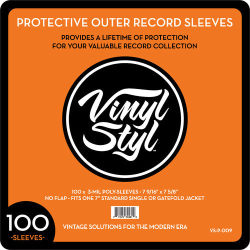 Fundas exteriores para discos Vinyl Styl® de 7 pulgadas - Parte superior abierta - 100 unidades (transparentes)