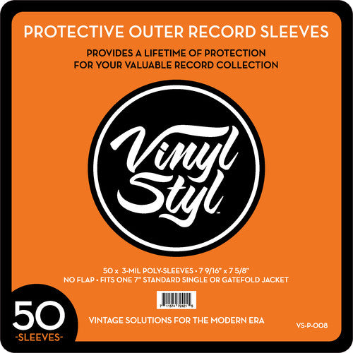 Vinyl Styl 7 Inch Outer Record Sleeves - Open Top - 50 Count (Clear)