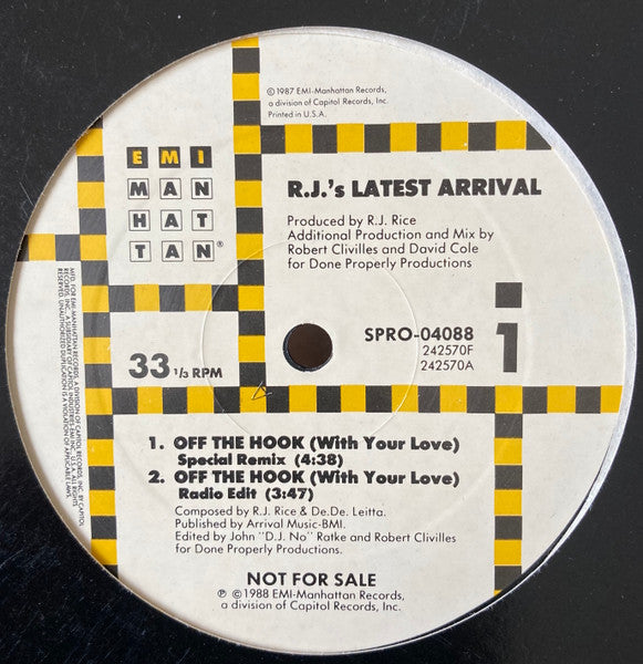 R.J.'s Latest Arrival : Off The Hook (With Your Love) (12", Promo)