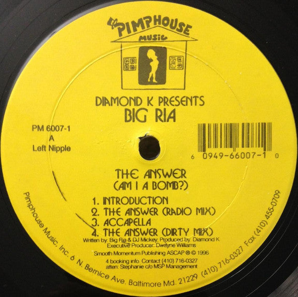 Diamond K Presents Big Ria : The Answer (Am I A Bomb?) (12")