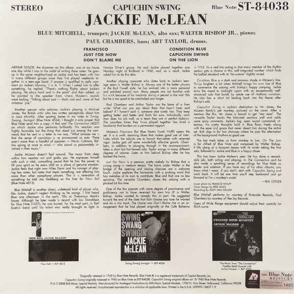 Jackie McLean : Capuchin Swing (2xLP, Album, Ltd, RE, RM)