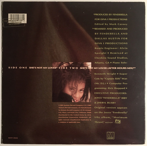 Joyce "Fenderella" Irby : She's Not My Lover (12", Single)