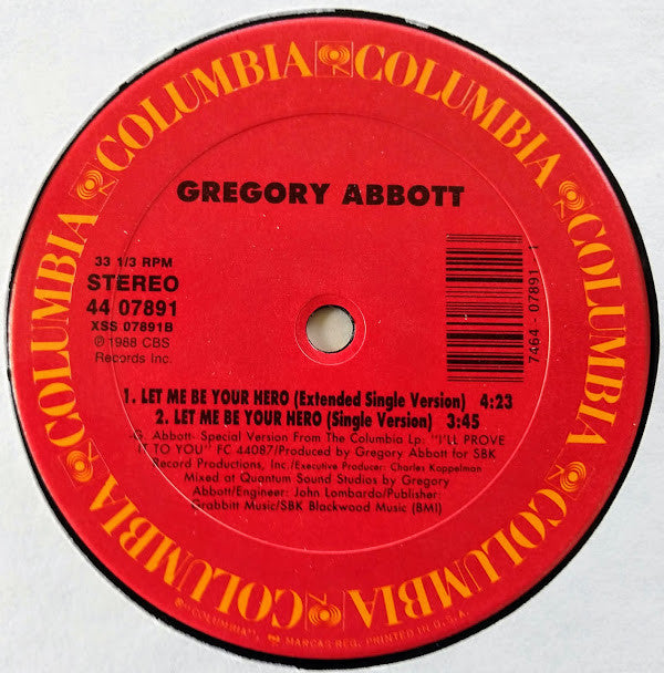Gregory Abbott : Let Me Be Your Hero (12")