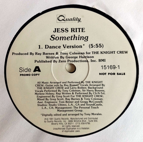 Jess Rite : Something (12", Promo)