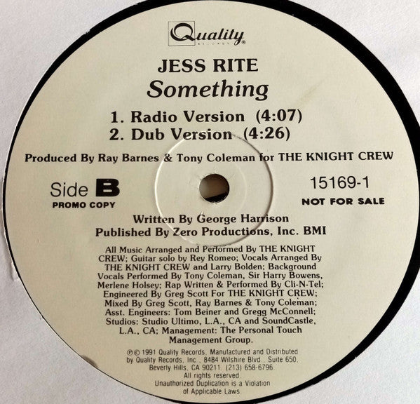 Jess Rite : Something (12", Promo)