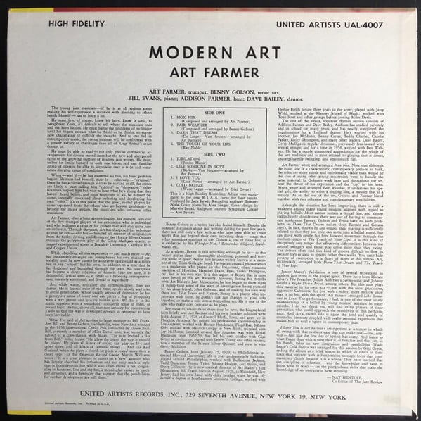 Art Farmer : Modern Art (LP, Album, Mono)