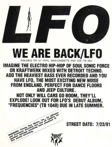 LFO : We Are Back / LFO (12", Promo, Pic)