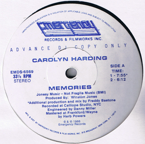Carolyn Harding : Memories (12", Promo)