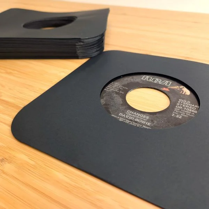7 Inch Black Paper Inner RecordSleeves - Round Corners