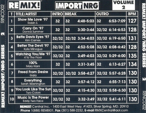 Various : Remix! Import/NRG Series Volume 2 (CD, Comp, Promo)