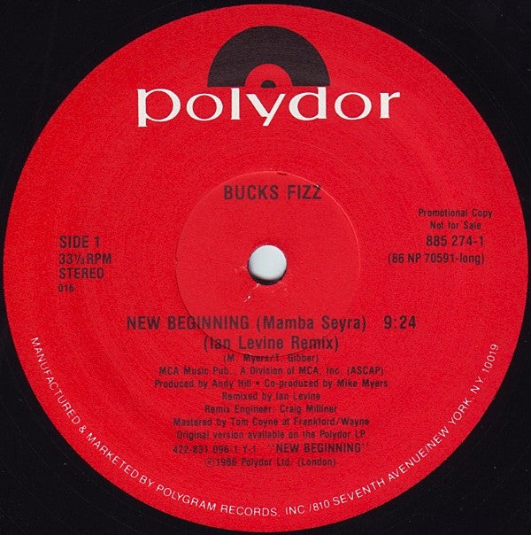 Bucks Fizz : New Beginning (Ian Levine Remix) (12", Single, Promo)