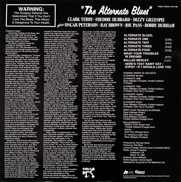 Clark Terry, Freddie Hubbard, Dizzy Gillespie Plus Oscar Peterson : The Alternate Blues (LP, Album, Ltd, Num, RE, RP, 180)