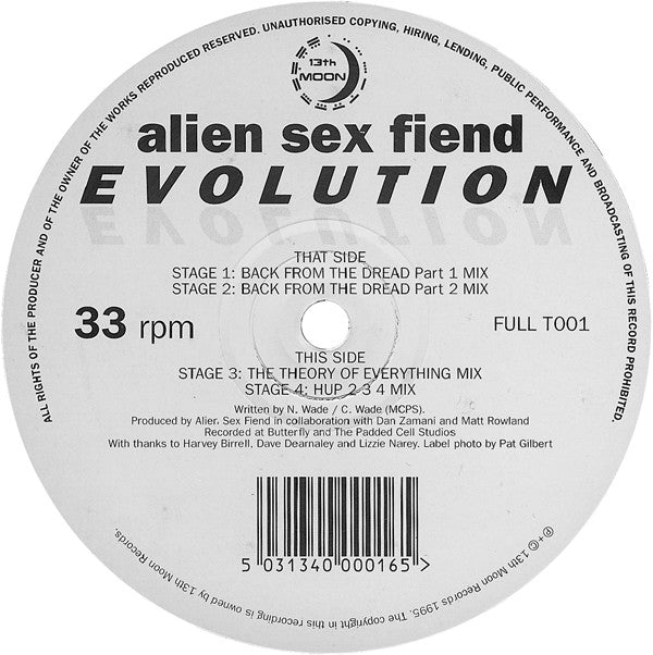 Alien Sex Fiend : Evolution (12", Single)
