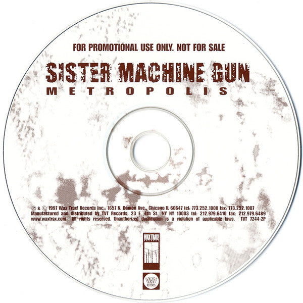 Sister Machine Gun : Metropolis (CD, Advance, Album, Promo)