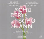 the album cover for Schubert / Lasalle Quartet / James Levine - Schubert: String Quintet in C Major - Schumann: Piano Quinet in EMajor