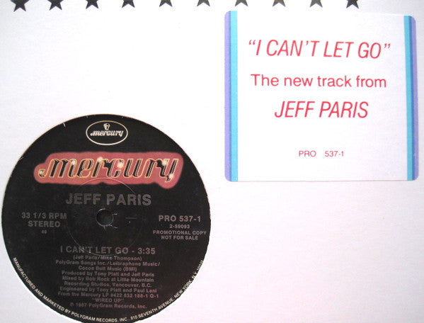 Jeff Paris : I Can't Let Go (12", Promo)