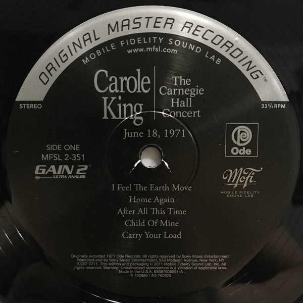 Carole King : The Carnegie Hall Concert (2xLP, Album, Ltd, Num, RE, RM, S/Edition, 180)