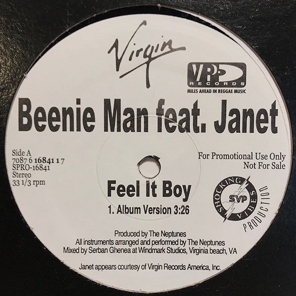Beenie Man Feat. Janet* : Feel It Boy (12", Promo)