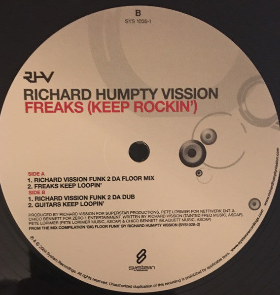 RHV (Richard Humpty Vission)* : Freaks (Keep Rockin') (12")