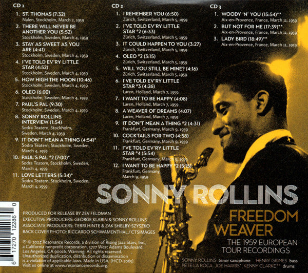 Sonny Rollins : Freedom Weaver (The 1959 European Tour Recordings) (3xCD, Comp, Dlx, Ltd)