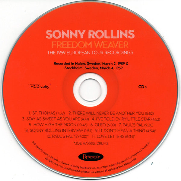 Sonny Rollins : Freedom Weaver (The 1959 European Tour Recordings) (3xCD, Comp, Dlx, Ltd)