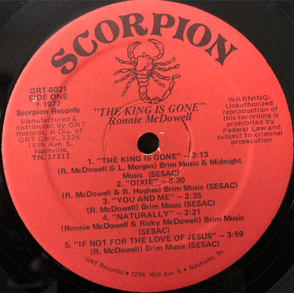 Ronnie McDowell : The King Is Gone (LP, Album)