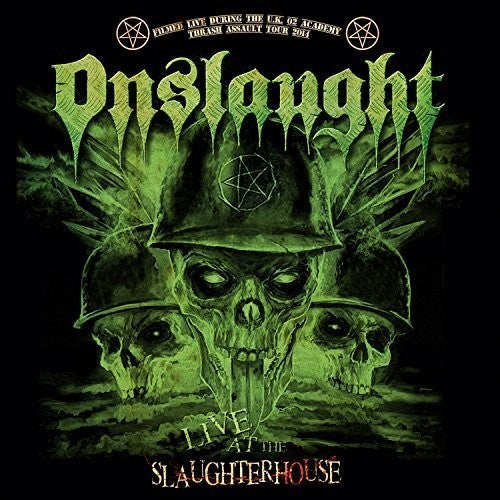 the album cover for Onslaught - Live at the Slaughterhouse