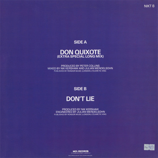 Nik Kershaw : Don Quixote (12", Single)