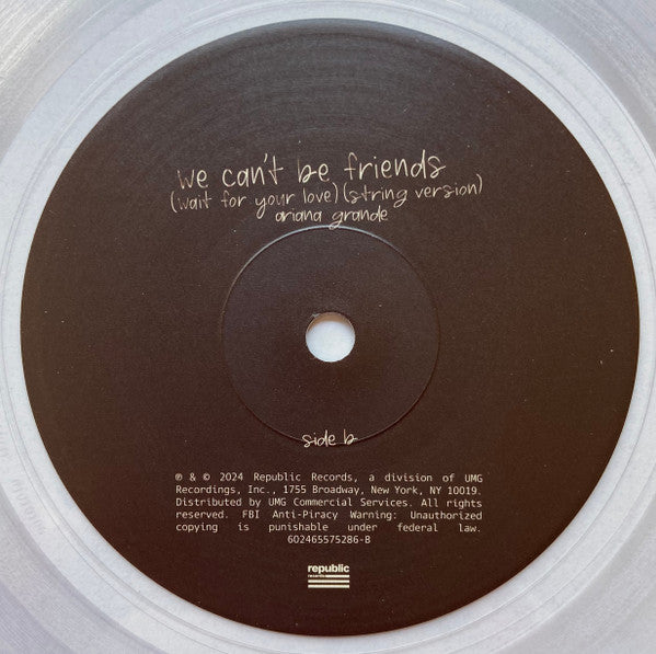Ariana Grande : We Can't Be Friends (Wait For Your Love) (7", Single, Ltd, Cle)