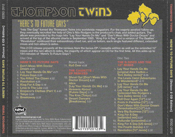 Thompson Twins : Here's To Future Days (CD, Album, RE, RM + CD, Comp, RE, RM)