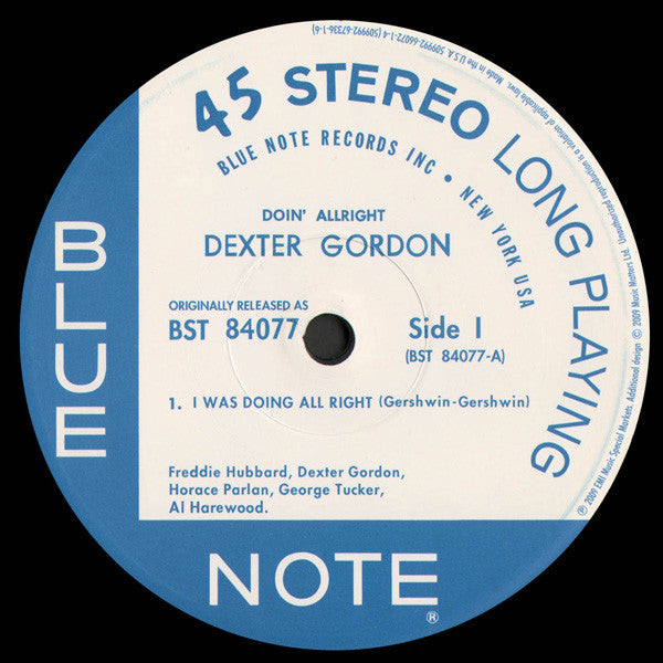 Dexter Gordon : Doin' Allright (2x12", Album, Ltd, RE, RM, Gat)