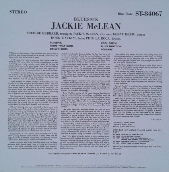 Jackie McLean : Bluesnik (2xLP, Ltd, RE, RM, Gat)