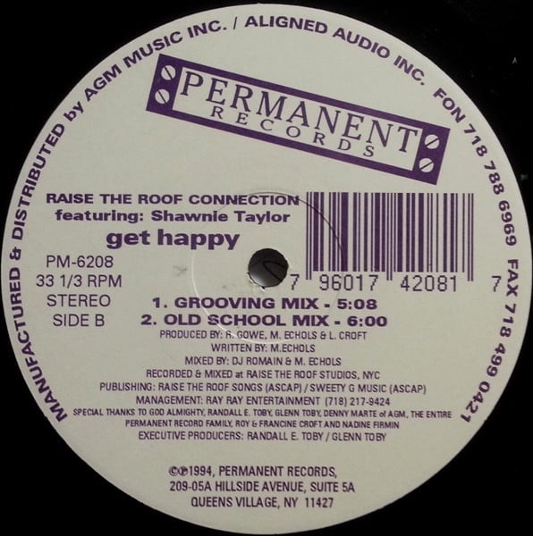 Raise The Roof Connection* Featuring: Shawnie Taylor* : Get Happy (12")