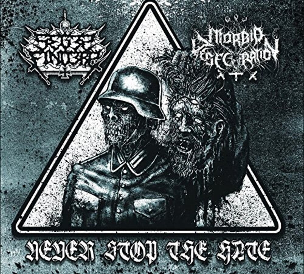 the album cover for Seges Findere / Morbid Desecration - Never Stop The Hate Split
