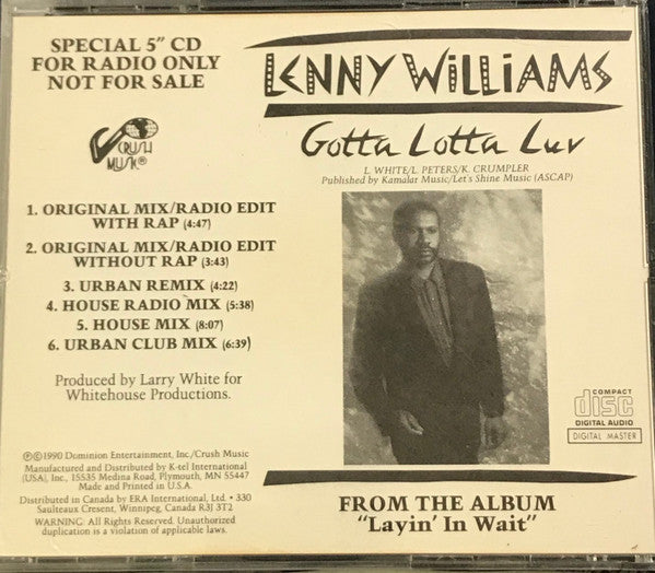 Lenny Williams : Gotta Lotta Luv (CD, Single, Promo)