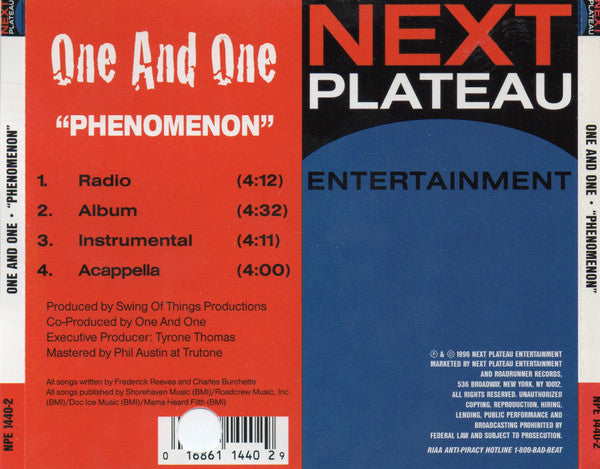 One And One : Phenomenon (CD, Single, Promo)