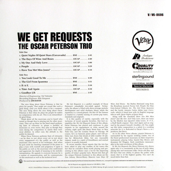The Oscar Peterson Trio : We Get Requests (2x12", Album, Ltd, RE, RM, 200)