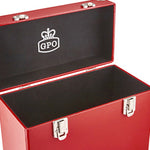 GPO Retro SWB18RED 12" Vinyl Record Case 35 Count Capacity with Removable Lid - Red