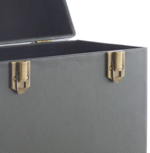 GPO Retro SWB18GB 12 " Vinyl Record Case 35 Count Capacity Removable Lid - Rustic Green