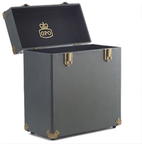GPO Retro SWB18GB 12 " Vinyl Record Case 35 Count Capacity Removable Lid - Rustic Green