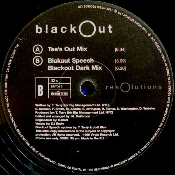 Todd Terry : Blackout (12", Promo)