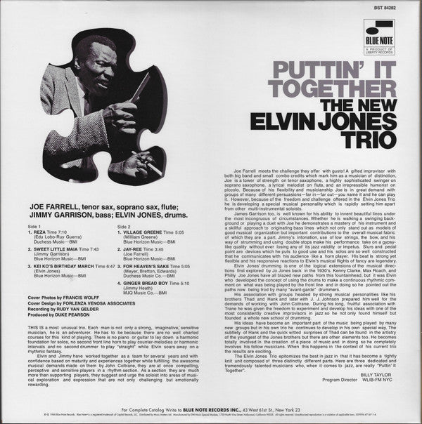 The New Elvin Jones Trio : Puttin' It Together (2x12", Album, Ltd, RE, RM)