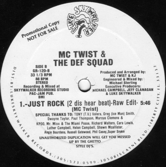 MC Twist & The Def Squad : Just Rock / I Like It Loud (12", Promo)